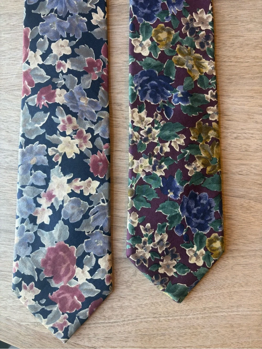 Land’s End 2 Tie Bundle - Vintage Floral 100% Silk Made in USA Dark Academia